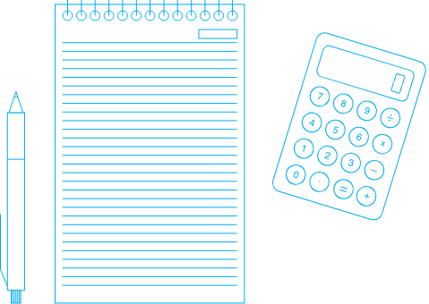 Pencil, notebook and calculator to start preparing your investment plan.