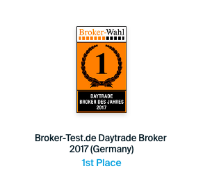 Awarded first place for best daytrade broker 2017 by Brokerwahl