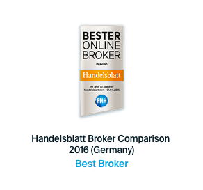 Award for best online broker 2016 by Handelsblatt