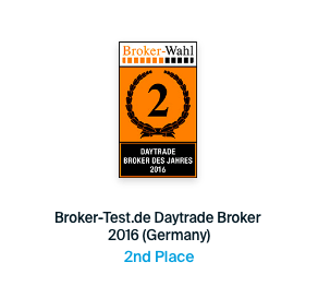 Awarded second place for best daytrade broker 2016 by Brokerwahl