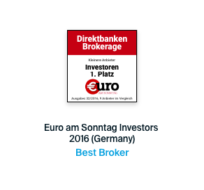 Awarded number one broker for investors 2016 by Euro am Sonntag